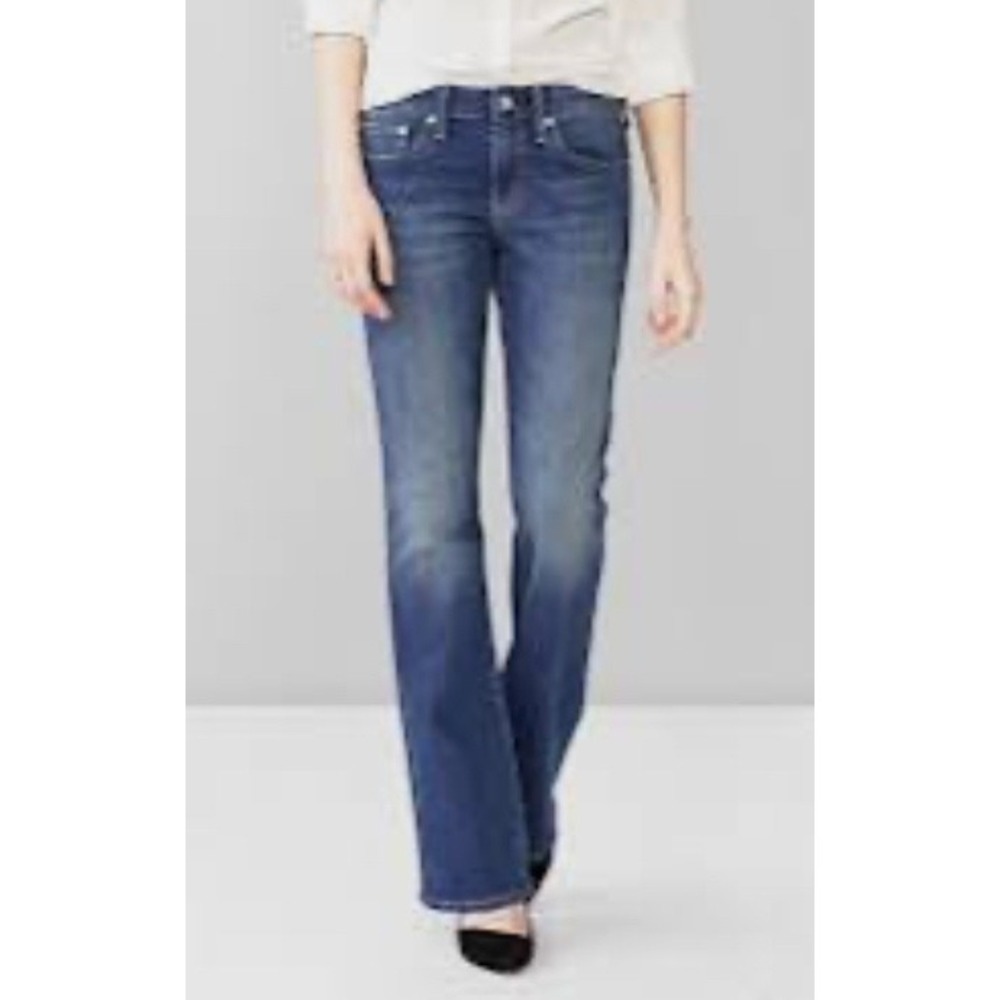 Y2K Gap 1969 Long & Lean Jeans Casual Dark Wash Bootcut Flare Denim 27/4 EUC